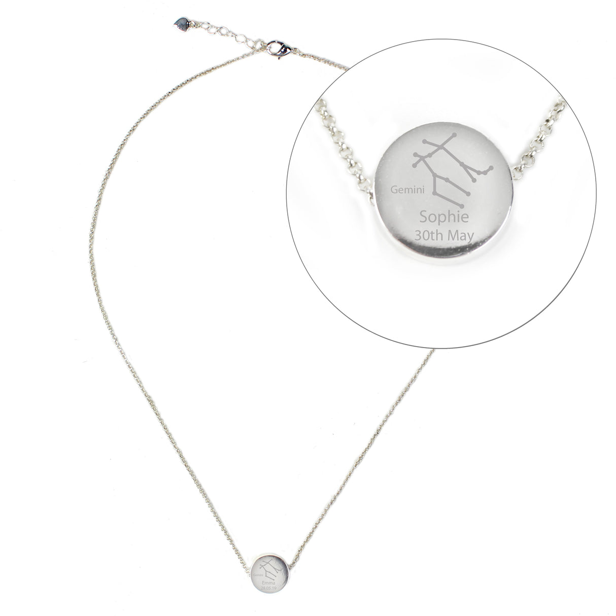 Personalised Gemini Zodiac Star Sign Necklace (May 21st - Jun 20th): 2 - Necklaces By Gift Moments