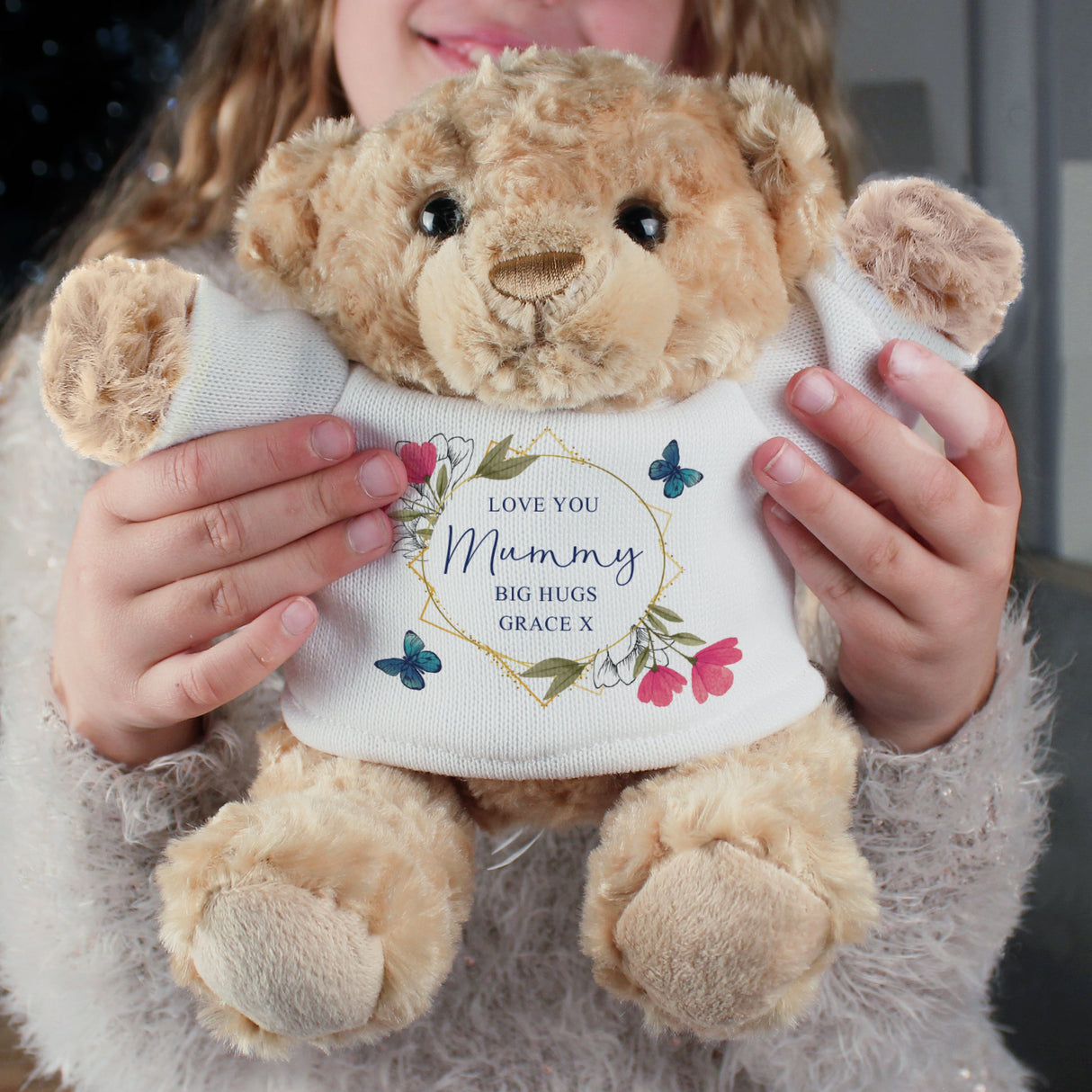 Personalised Geometric Floral Teddy Bear: 1 - Teddy Bears & Soft Toys By Gift Moments