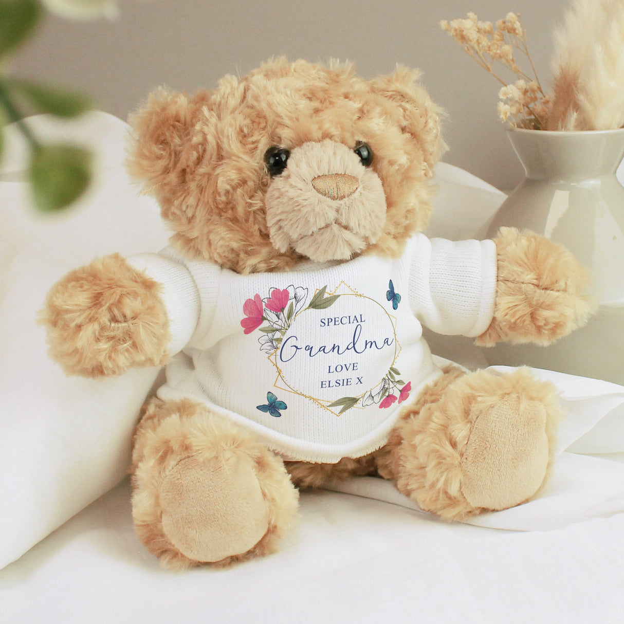 Personalised Geometric Floral Teddy Bear: 3 - Teddy Bears & Soft Toys By Gift Moments