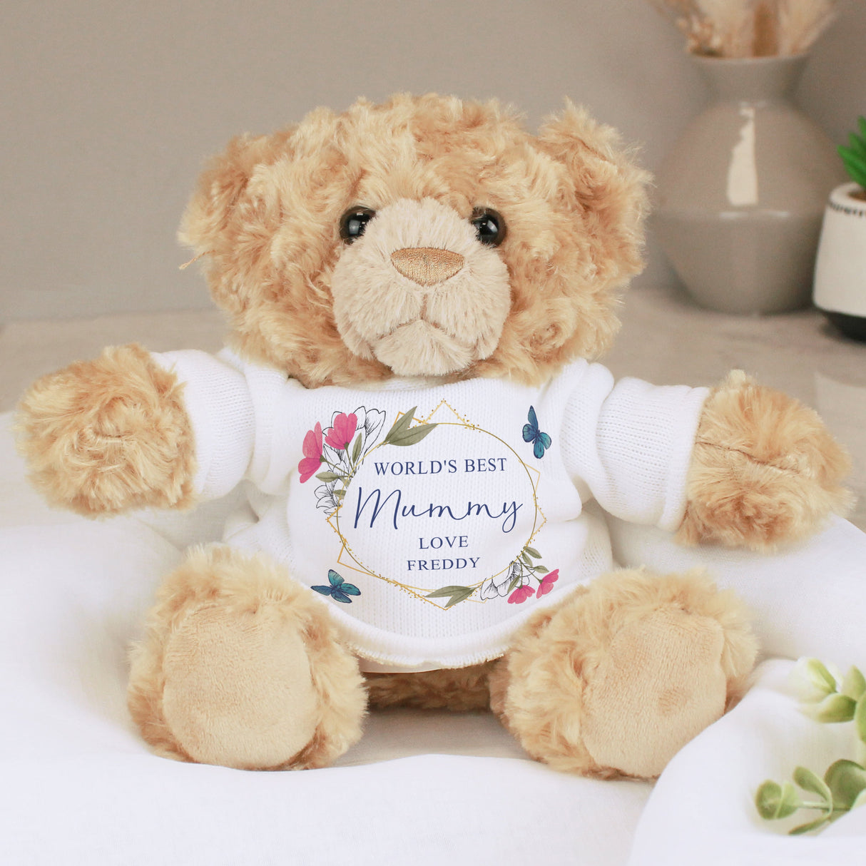Personalised Geometric Floral Teddy Bear: 7 - Teddy Bears & Soft Toys By Gift Moments