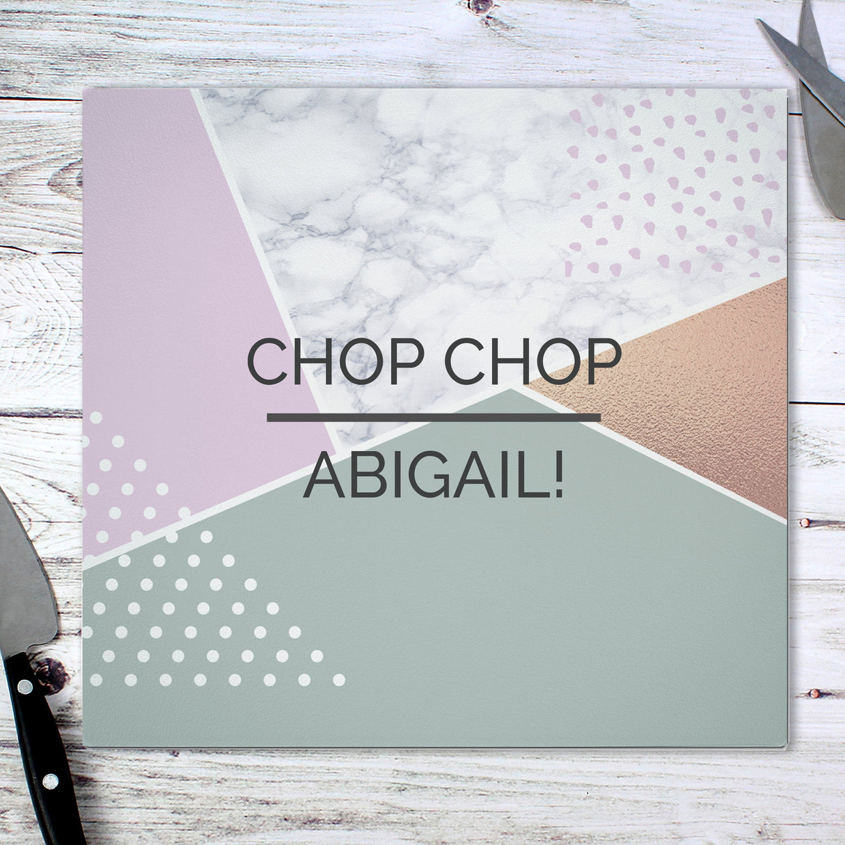 Personalised Geometric Glass Chopping Board/Worktop Saver: 2 - Chopping Boards By Gift Moments