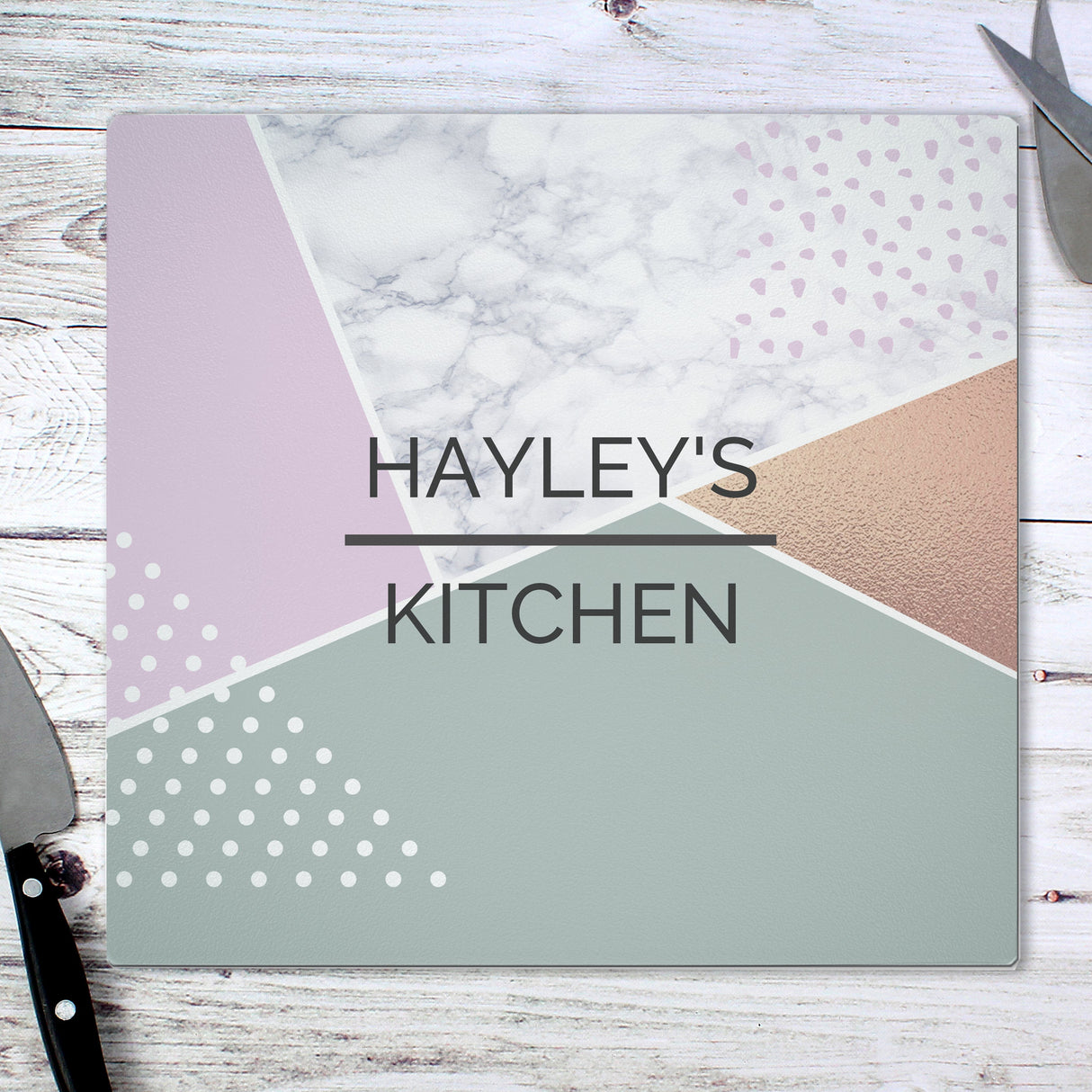 Personalised Geometric Glass Chopping Board/Worktop Saver: 1 - Chopping Boards By Gift Moments