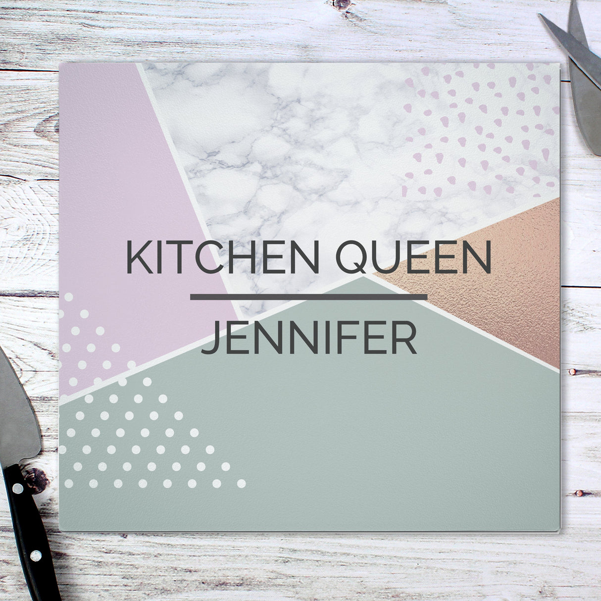 Personalised Geometric Glass Chopping Board/Worktop Saver: 4 - Chopping Boards By Gift Moments