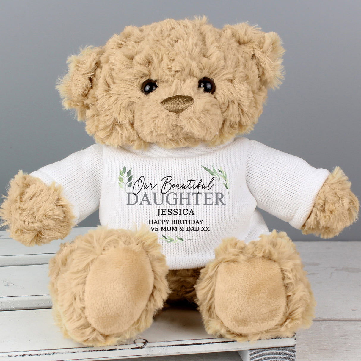 Personalised Geometric Leaf Teddy Bear: 3 - Teddy Bears & Soft Toys By Gift Moments