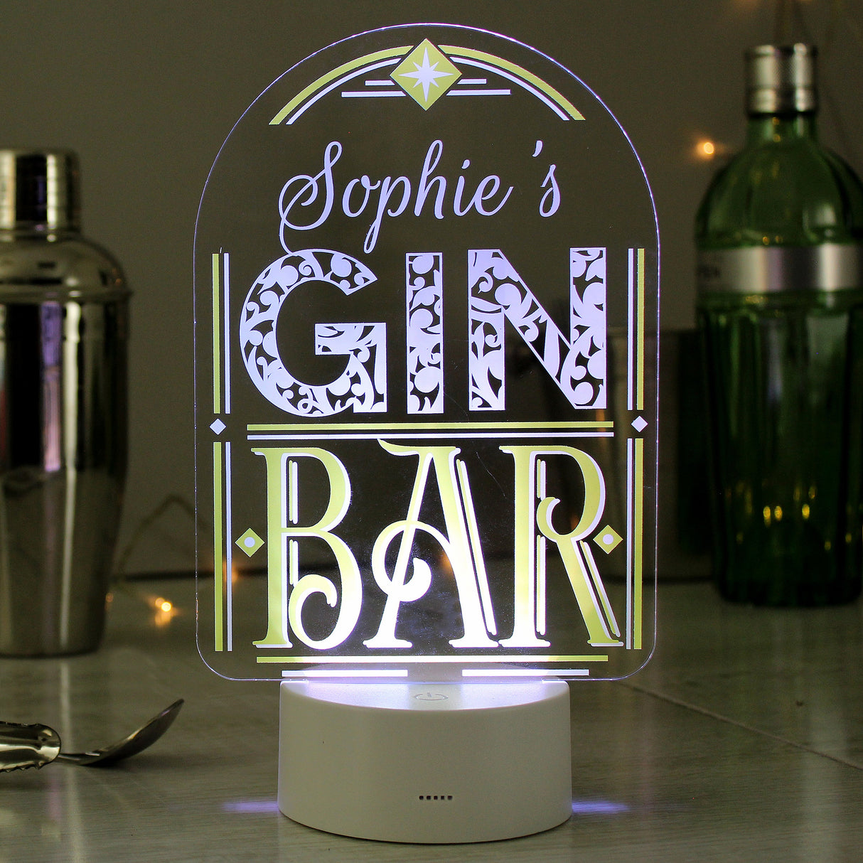 Personalised Gin Bar LED Colour Changing Night Light: 1 - LED Lighting By Gift Moments