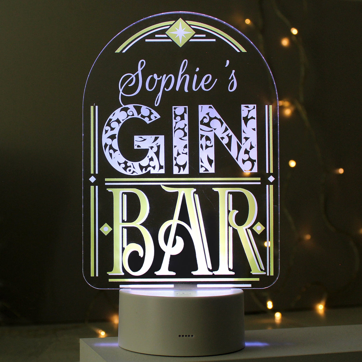 Personalised Gin Bar LED Colour Changing Night Light: 6 - LED Lighting By Gift Moments