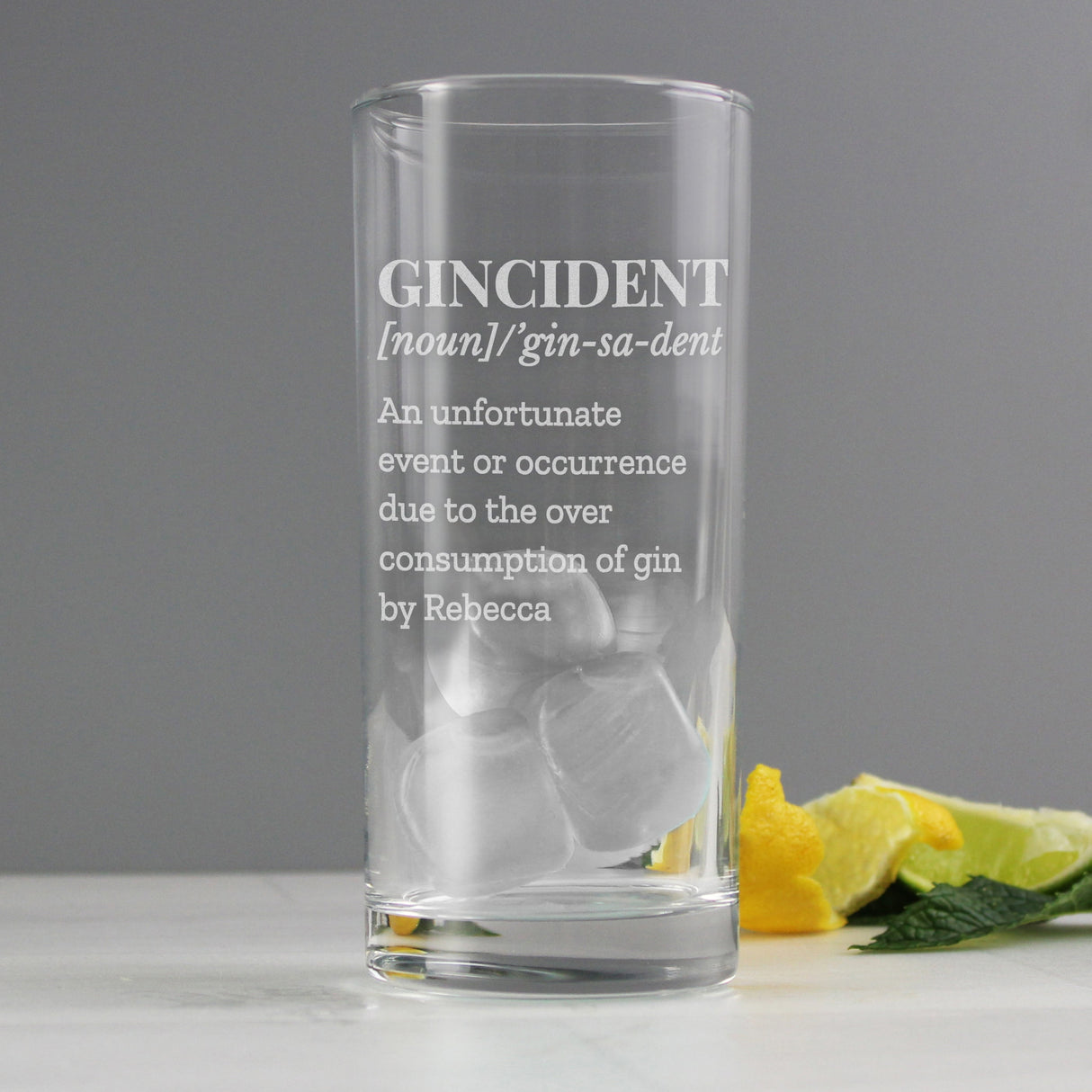 Personalised Gincident Hi Ball Glass: 6 - Highball Glasses By Gift Moments