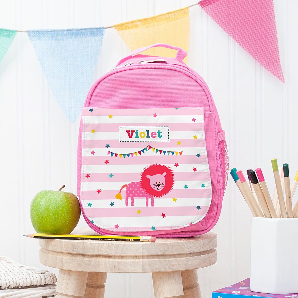 Personalised Girl’s Circus Themed Pink Lunch Bags: 3 - Lion - Lunch Boxes & Bags By Gift Moments