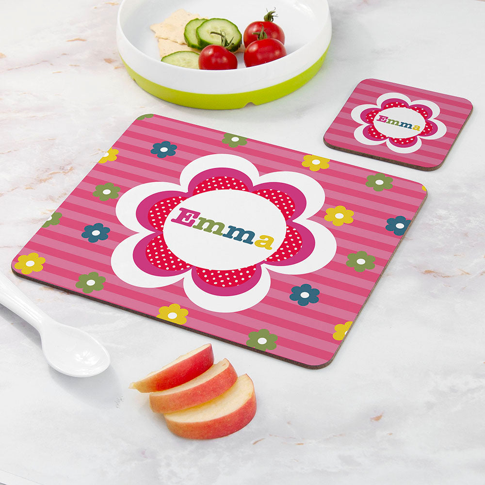 Personalised Girl’s Floral Placemat & Coaster Sets: 7 - Placemats By Gift Moments