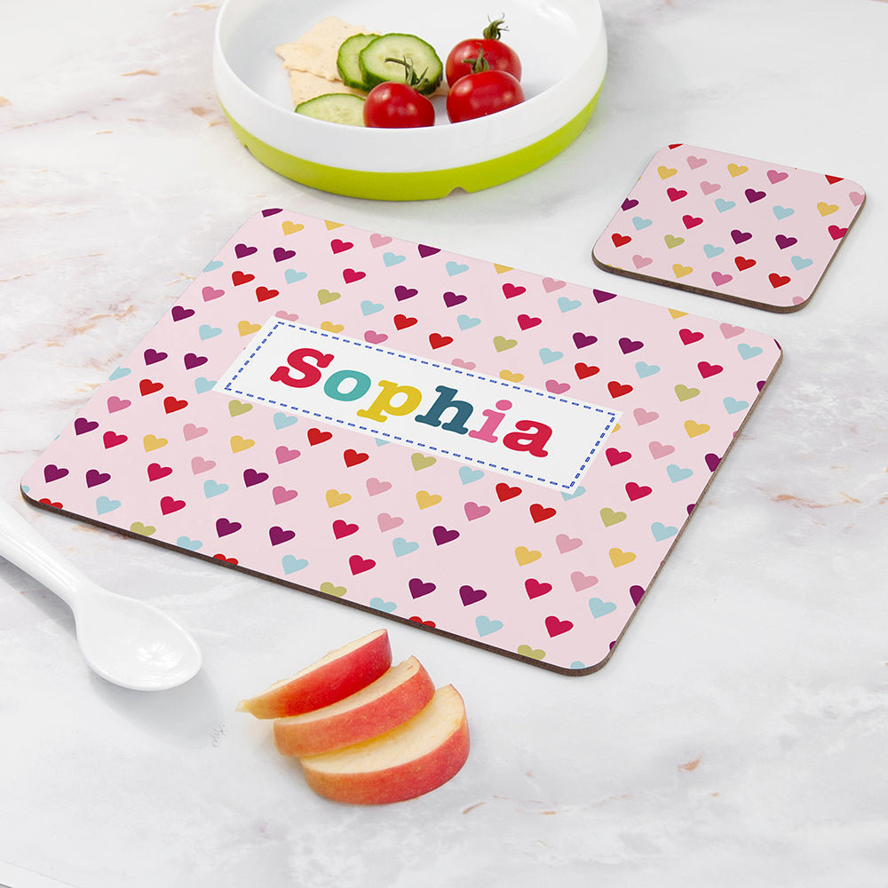 Personalised Girl’s Patterned Placemat & Coaster Sets: 9 - Placemats By Gift Moments