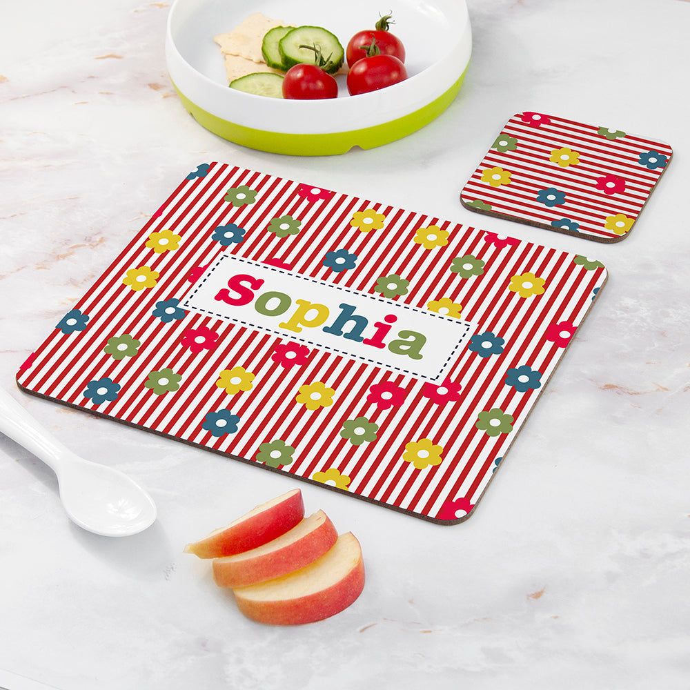 Personalised Girl’s Patterned Placemat & Coaster Sets: 11 - Placemats By Gift Moments