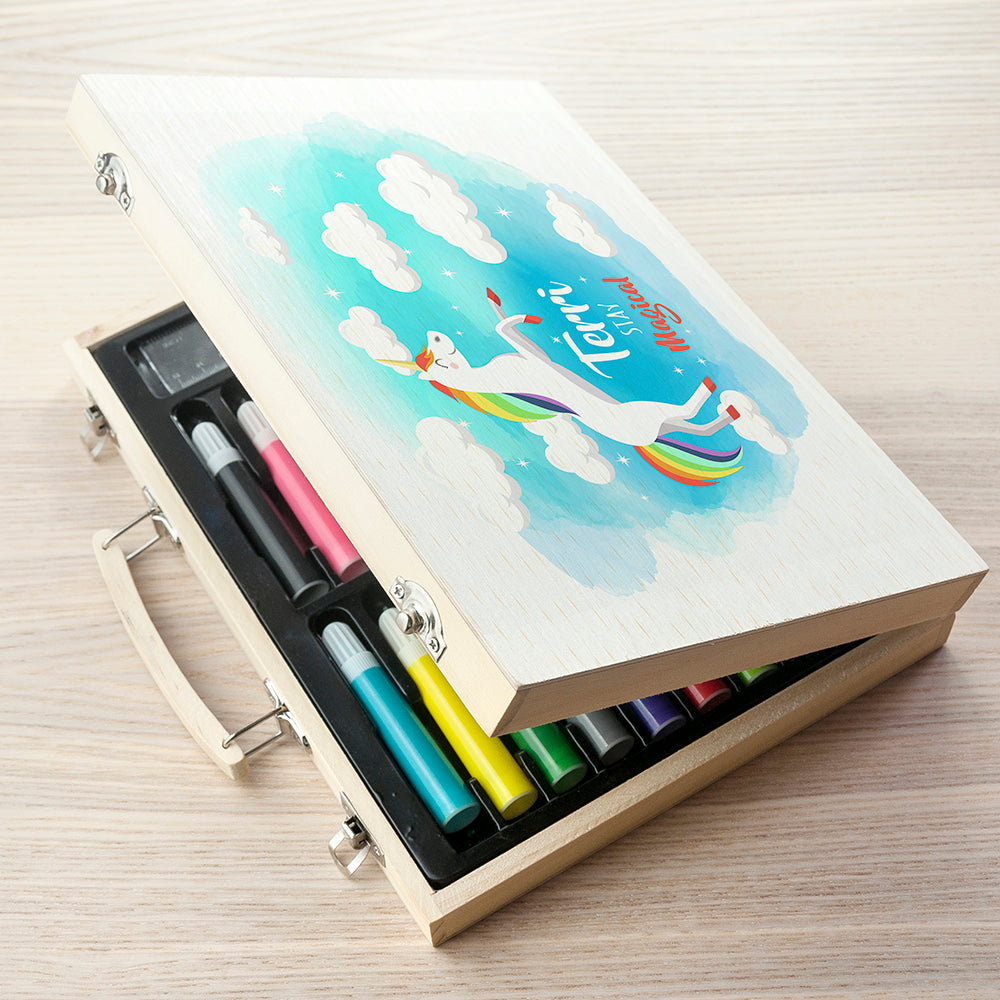 Personalised Girls Rainbow Unicorn Colouring In Set: 2 - Pencil Cases & Sets By Gift Moments