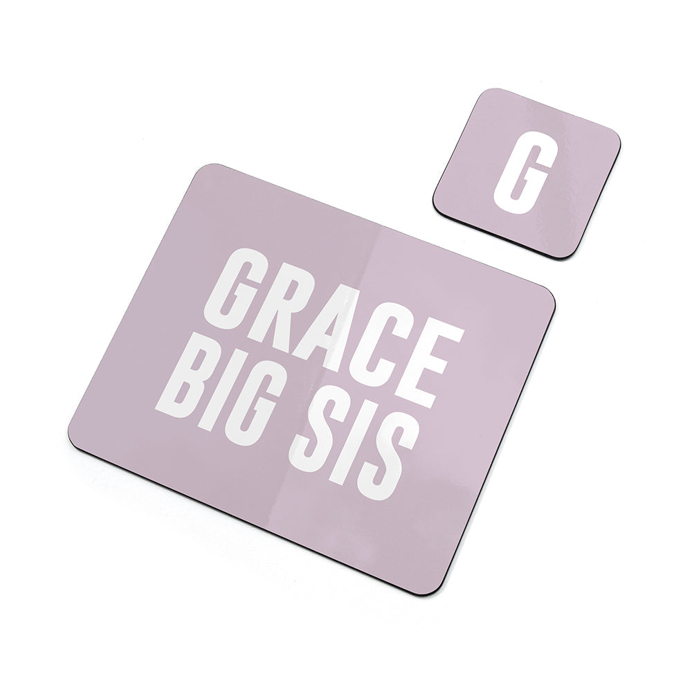 Personalised Girl’s Sis Placemat & Coaster Set: 5 - Placemats By Gift Moments