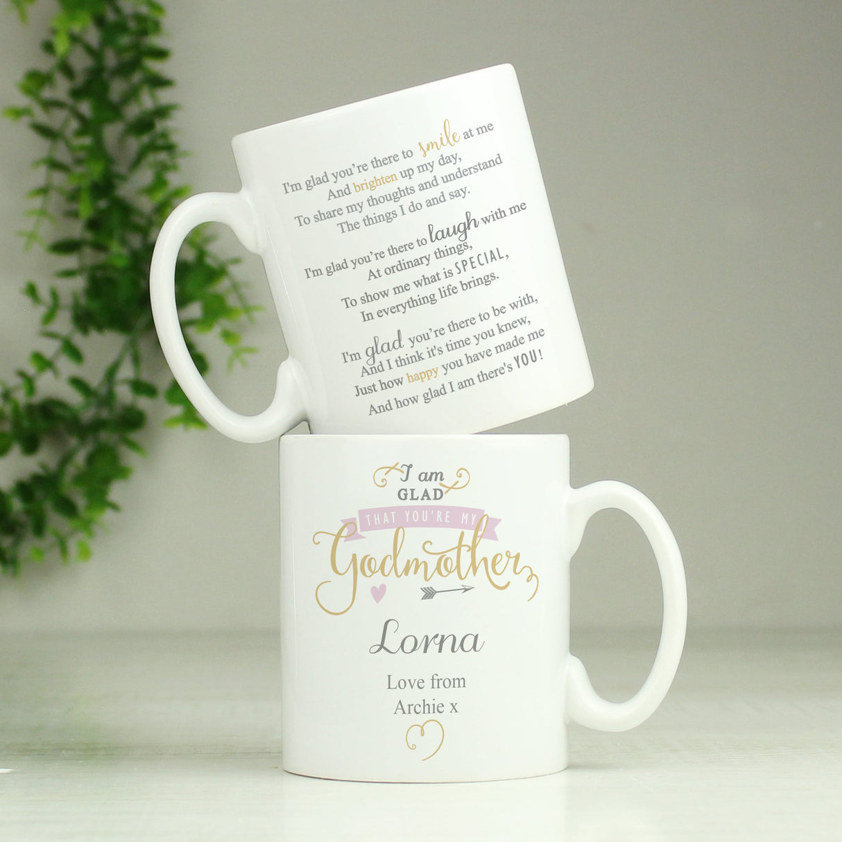 Personalised I Am Glad... Godmother Mug: 2 - Mugs By Gift Moments