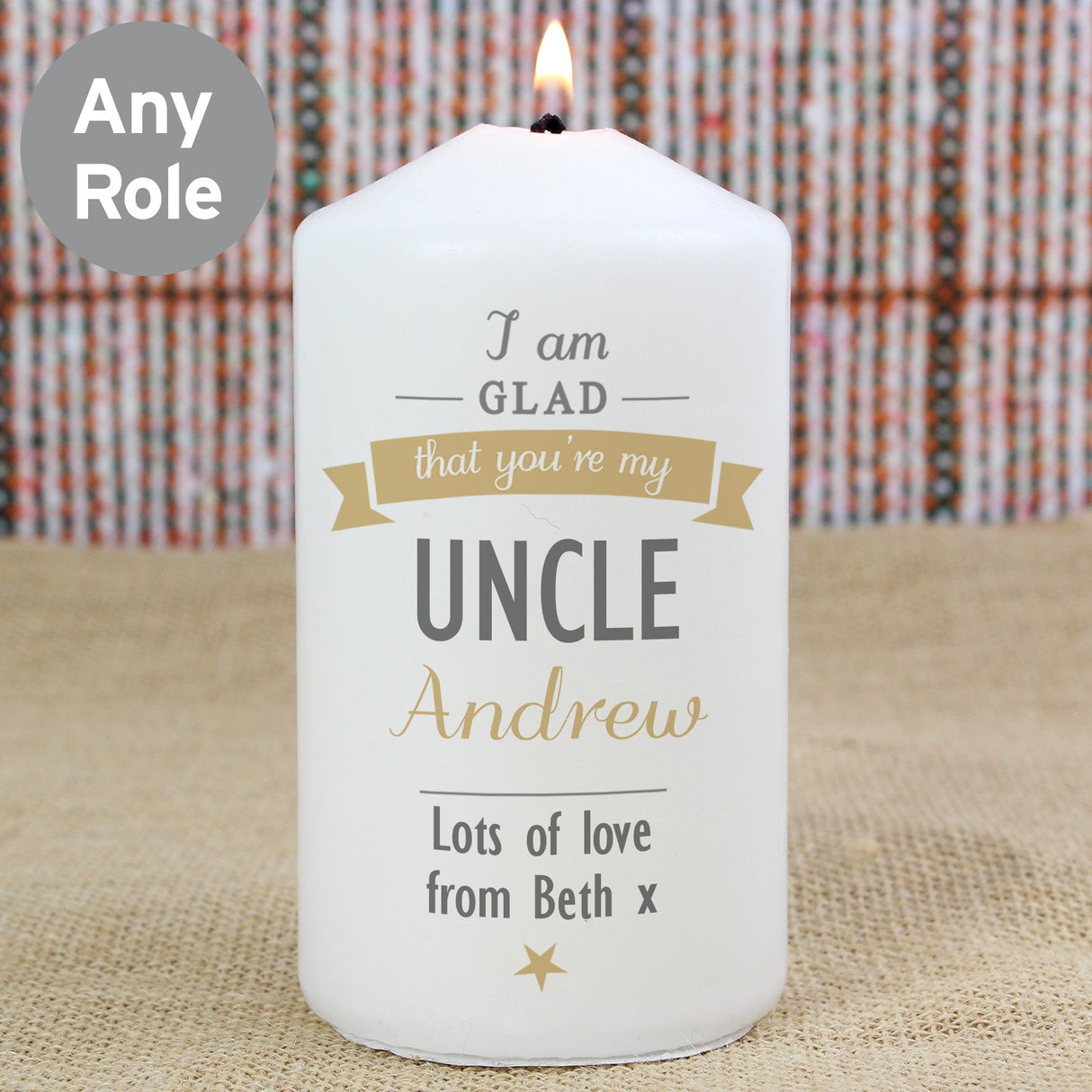 Personalised I Am Glad... Pillar Candle: 2 - Candles By Gift Moments