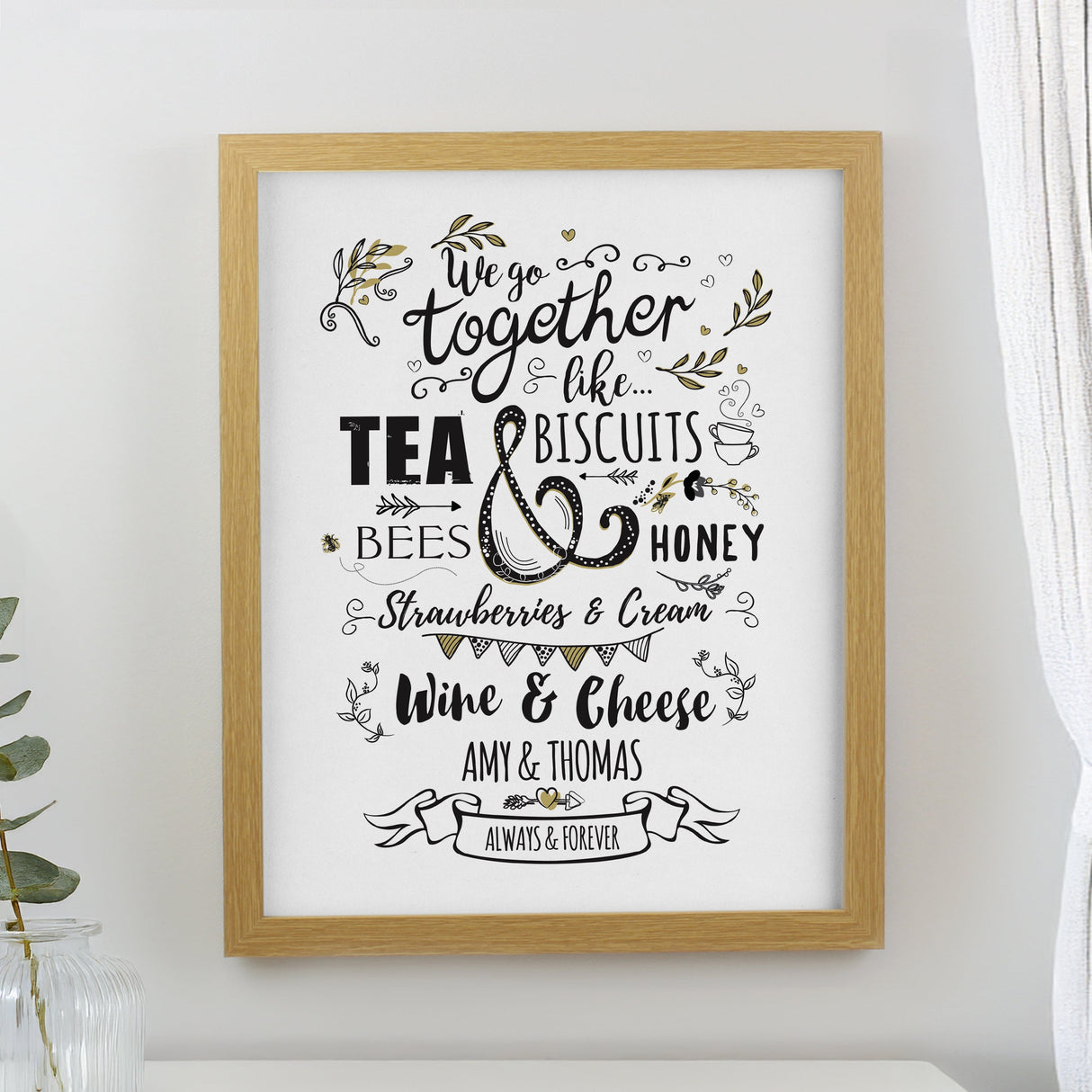 Personalised We Go Together Like Framed Prints - Oak - Shop Framed Prints At Gift Moments - 1