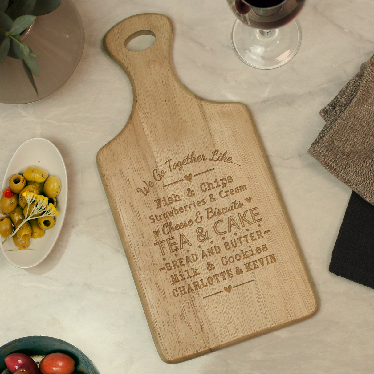 Personalised We Go Together Wooden Paddle Board: 2 - Chopping Boards By Gift Moments