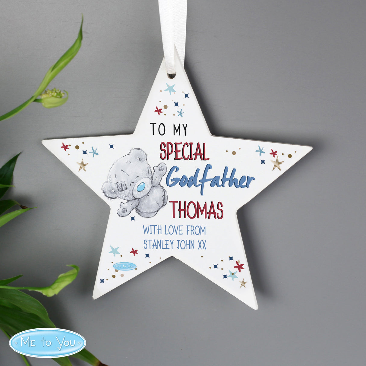 Personalised Me to You Godfather Wooden Star Decoration: 1 - Decorations