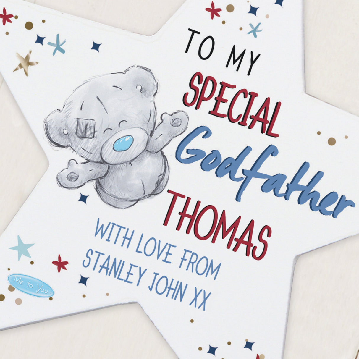 Personalised Me to You Godfather Wooden Star Decoration: 2 - Decorations