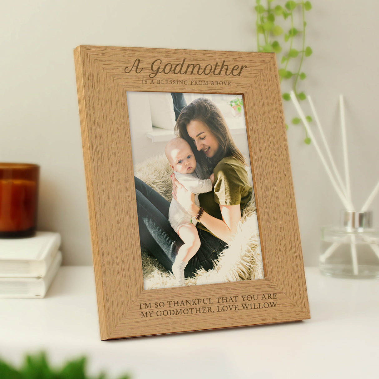 Personalised Godmother 5x7 Oak Finish Photo Frame: 3 - Photo Frames By Gift Moments