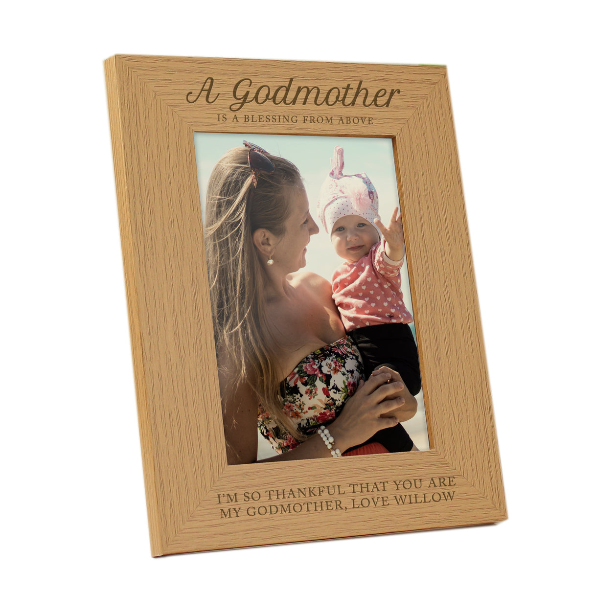 Personalised Godmother 5x7 Oak Finish Photo Frame: 4 - Photo Frames By Gift Moments