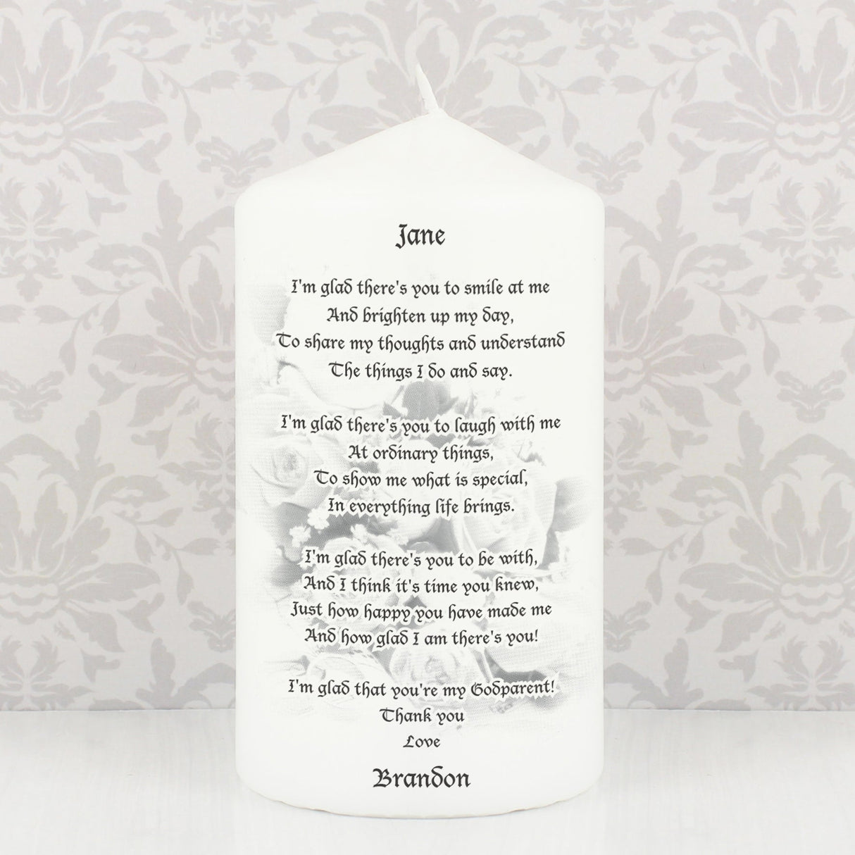 Personalised Godparent Pillar Candle - Shop Candles At Gift Moments - 1