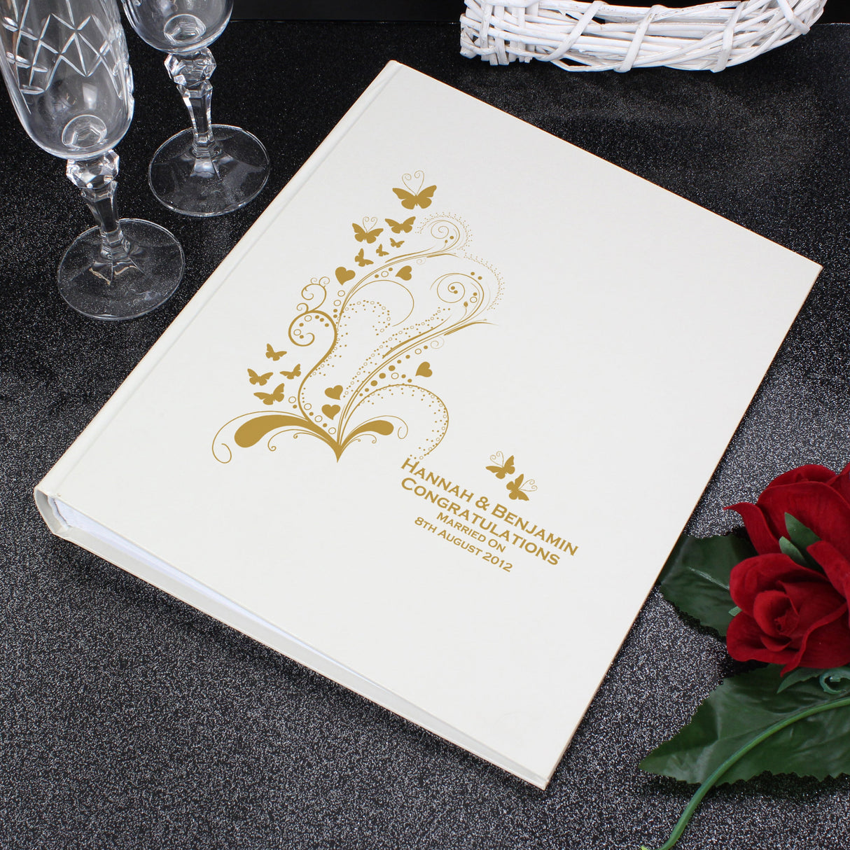 Personalised Gold Butterfly Swirl Traditional Photo Album - Shop Photo Albums At Gift Moments - 1