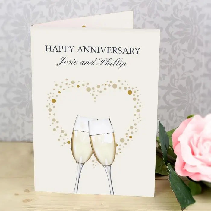 Personalised Gold Champagne Flutes Card: 2 - Greeting Cards By Gift Moments