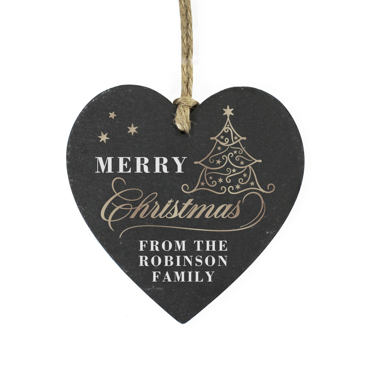 Personalised Gold Christmas Slate Heart Ornament - Shop Christmas Decorations At Gift Moments - 5