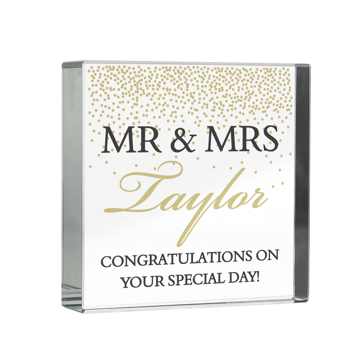 Personalised Gold Confetti Crystal Token: 5 - Crystal Tokens By Gift Moments