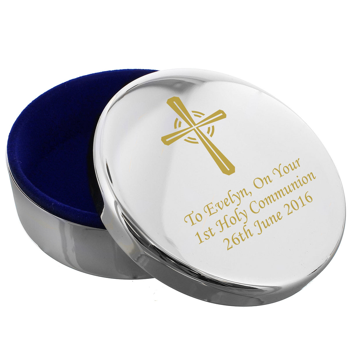 Personalised Gold Cross Trinket Box - Ideal For Rosary Beads: 2 - Trinket Boxes By Gift Moments