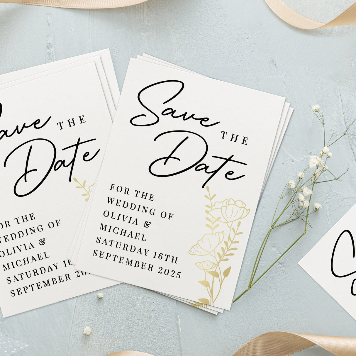 Personalised Gold Floral Set of 36 Wedding Save the Dates: 1 - Keepsakes By Gift Moments