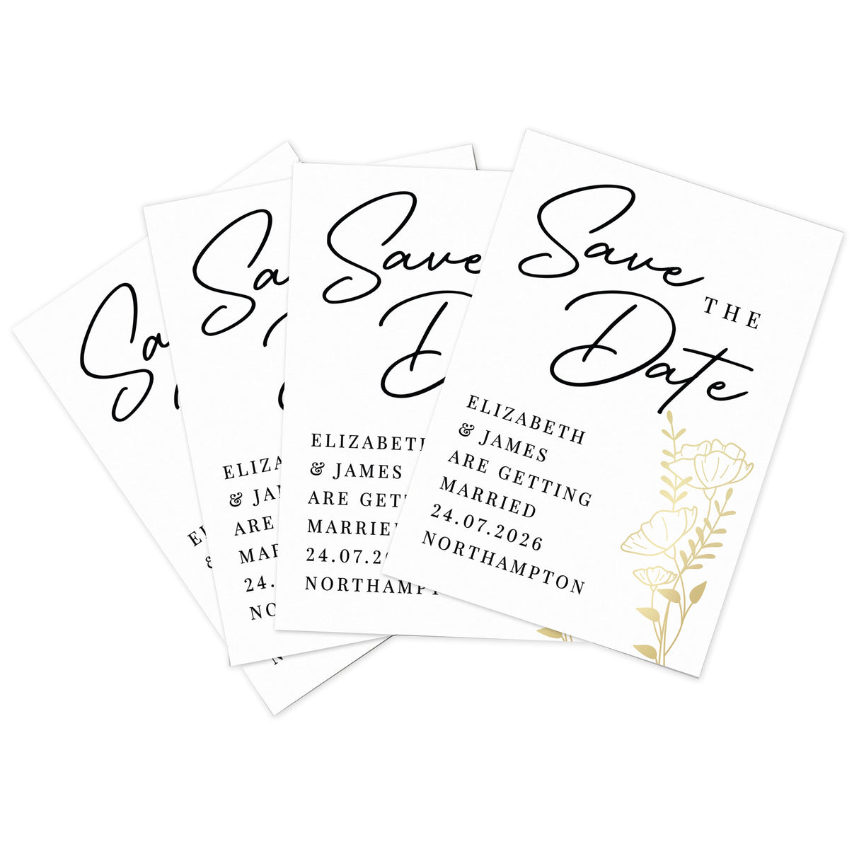 Personalised Gold Floral Set of 36 Wedding Save the Dates: 5 - Keepsakes By Gift Moments