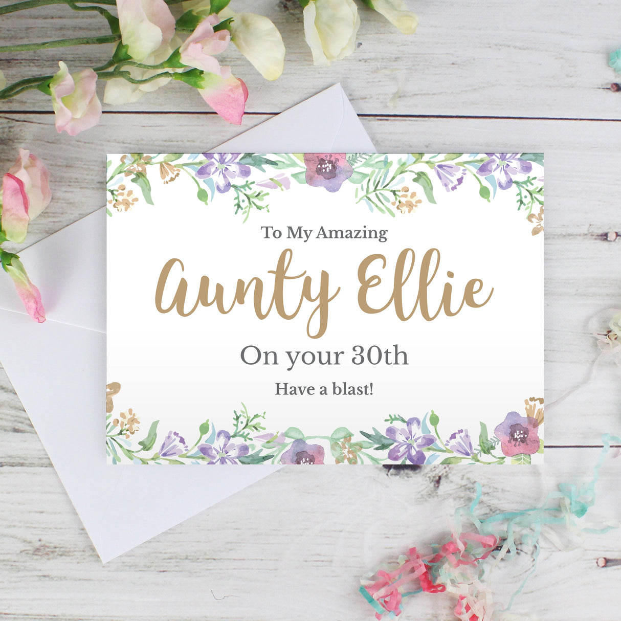 Personalised Gold Floral Watercolour Card - Shop Greeting Cards At Gift Moments - 6
