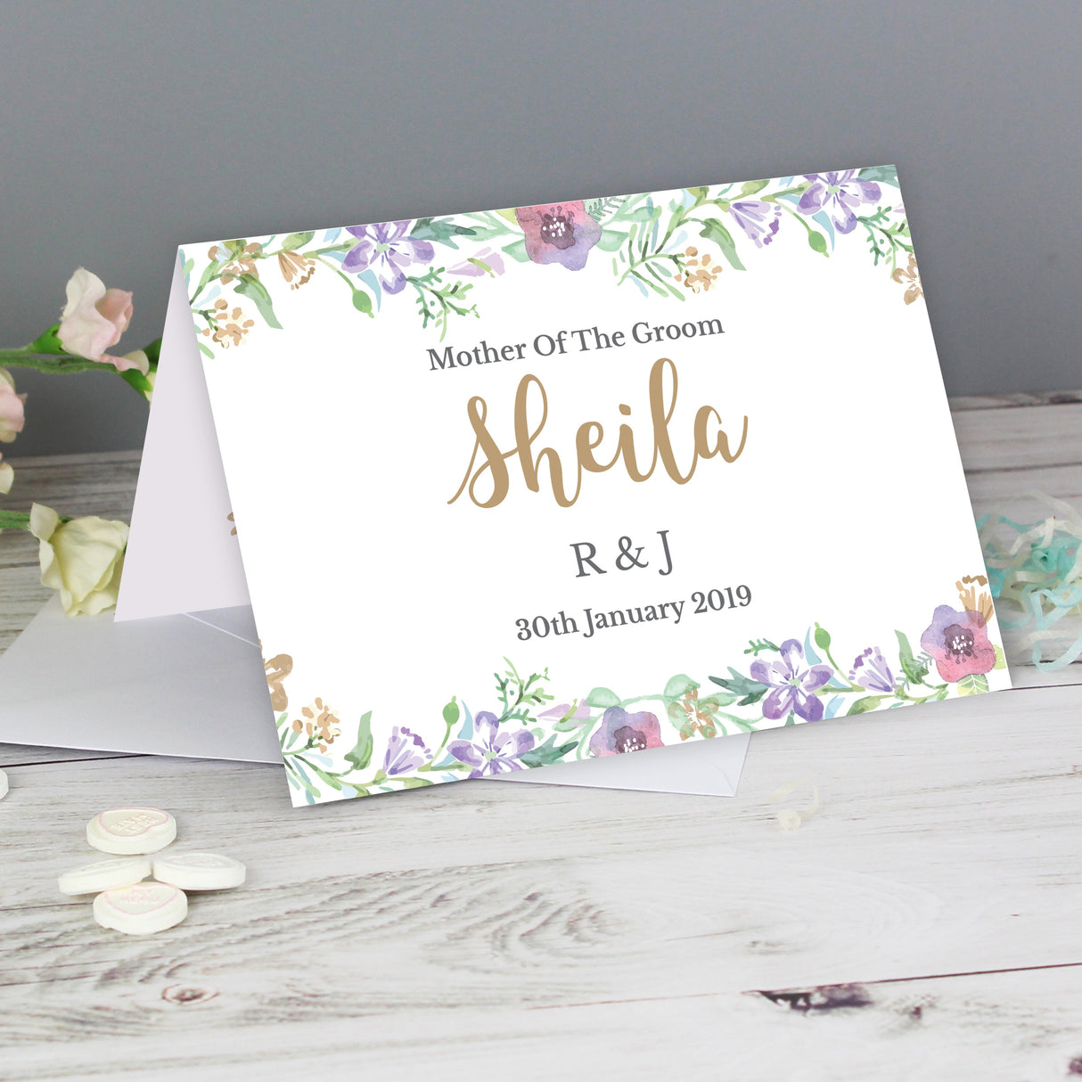 Personalised Gold Floral Watercolour Card - Shop Greeting Cards At Gift Moments - 2