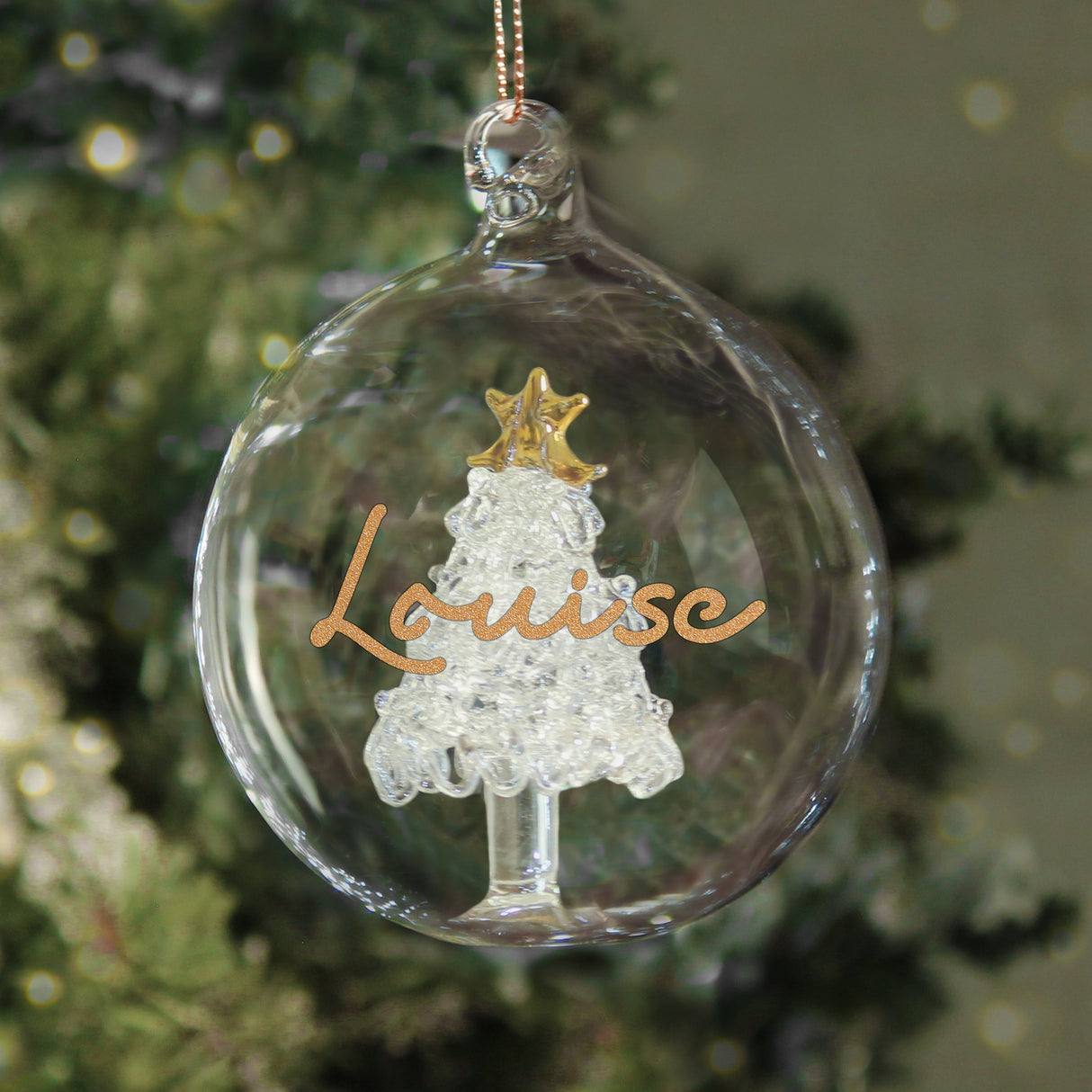 Personalised Gold Glitter Glass Baubles: 1 - Christmas Baubles By Gift Moments