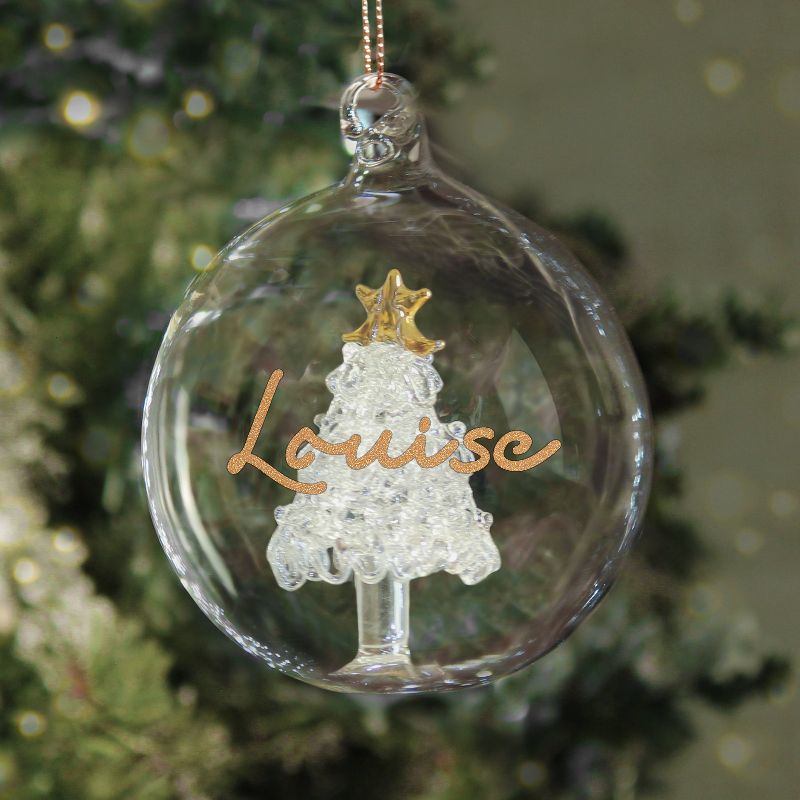 Personalised Gold Glitter Glass Baubles: 1 - Christmas Baubles By Gift Moments
