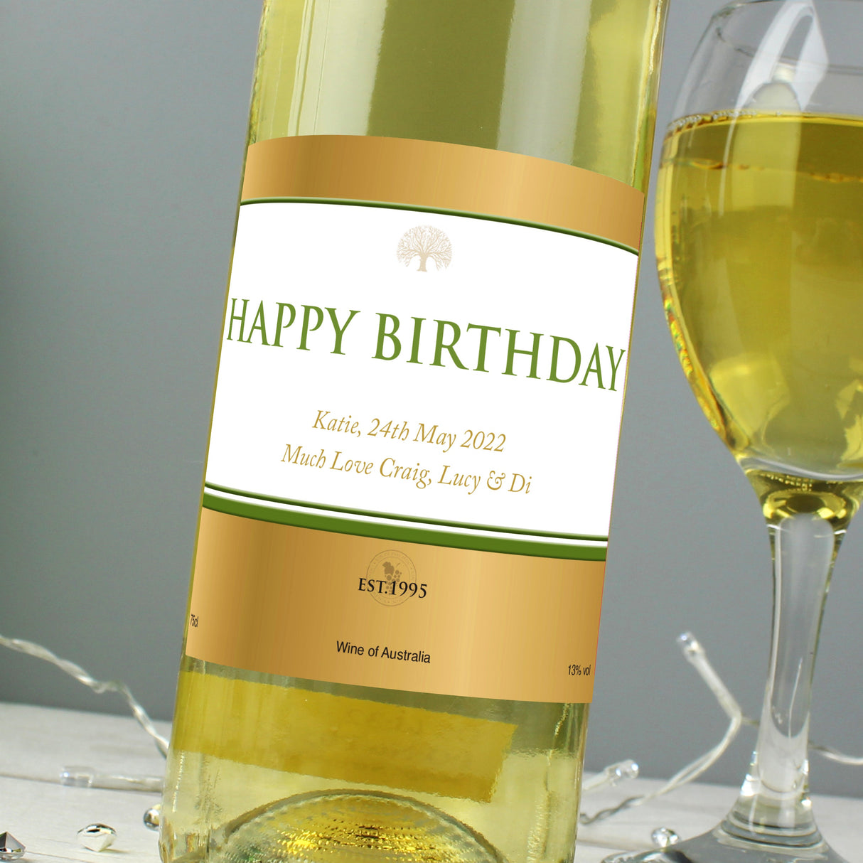 Personalised Gold Label White Wine: 2 - Wine By Gift Moments
