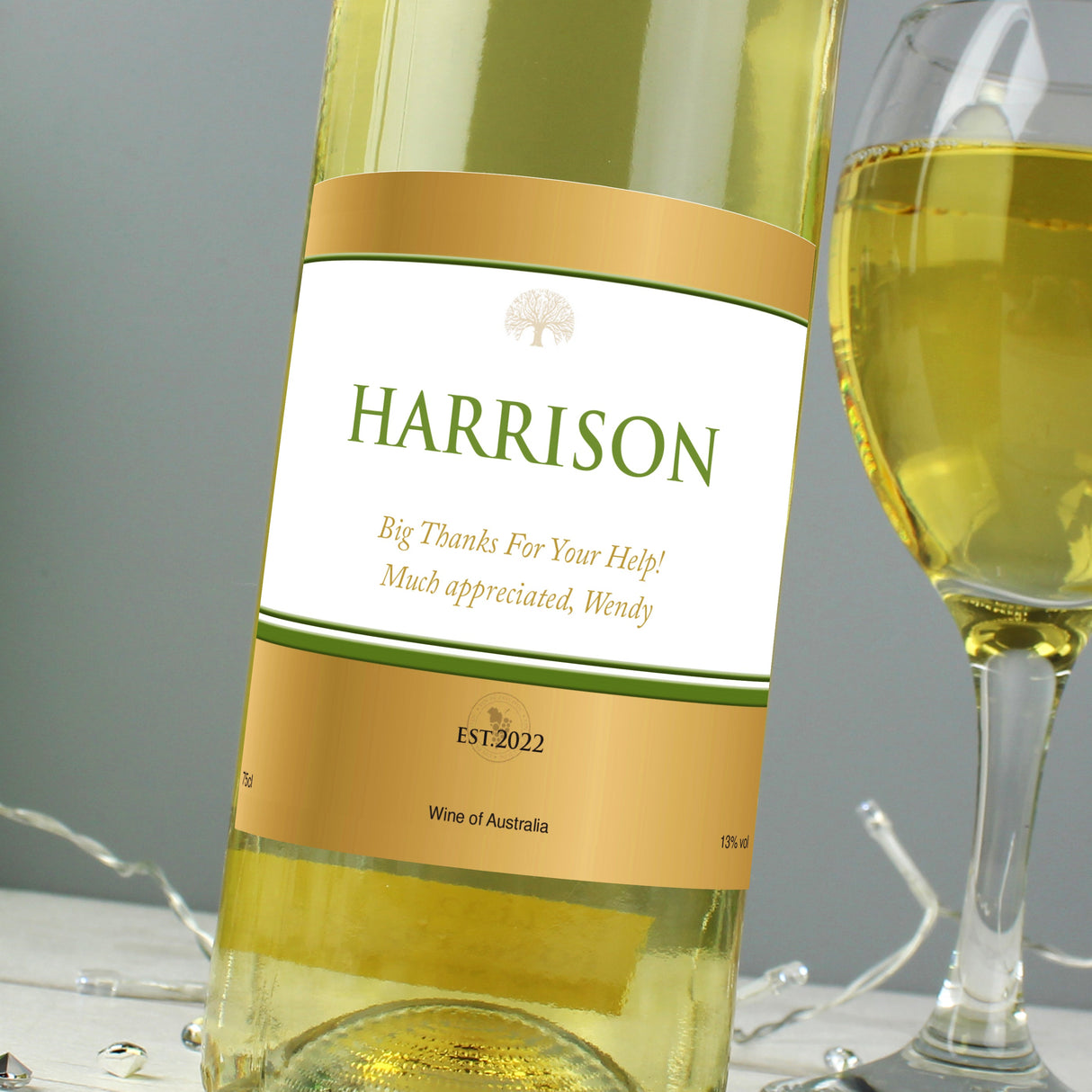 Personalised Gold Label White Wine: 3 - Wine By Gift Moments