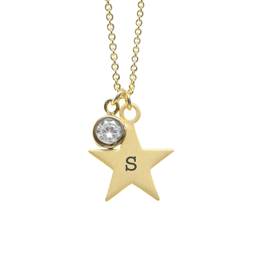 Personalised Gold Star Birthstone Crystal Necklaces: 14 - Necklaces By Gift Moments