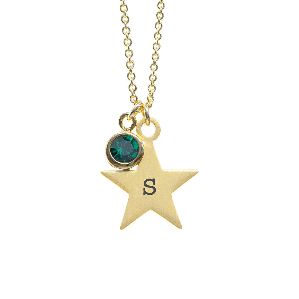 Personalised Gold Star Birthstone Crystal Necklaces: 20 - Necklaces By Gift Moments
