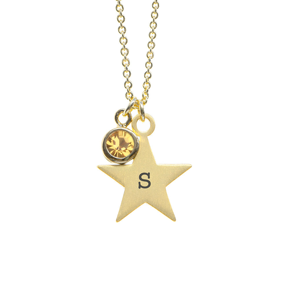 Personalised Gold Star Birthstone Crystal Necklaces: 23 - Necklaces By Gift Moments