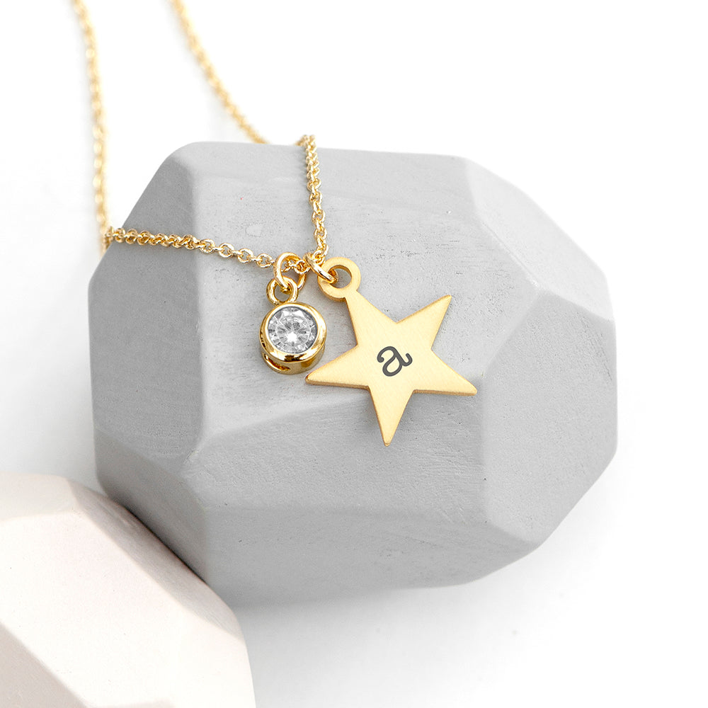 Personalised Gold Star Birthstone Crystal Necklaces: 4 - April - Necklaces By Gift Moments