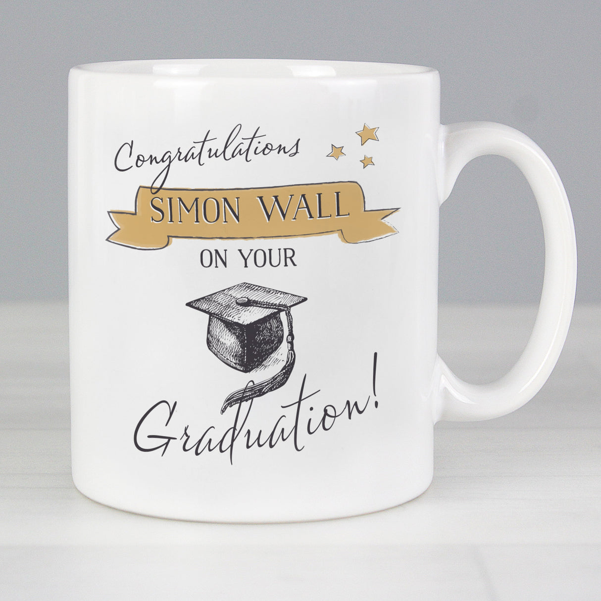 Personalised Gold Star Graduation Mug: 2 - Mugs By Gift Moments