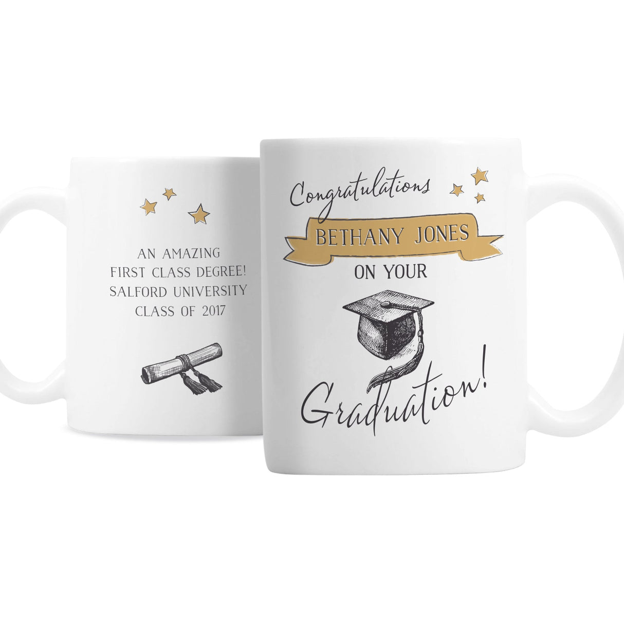 Personalised Gold Star Graduation Mug: 4 - Mugs By Gift Moments