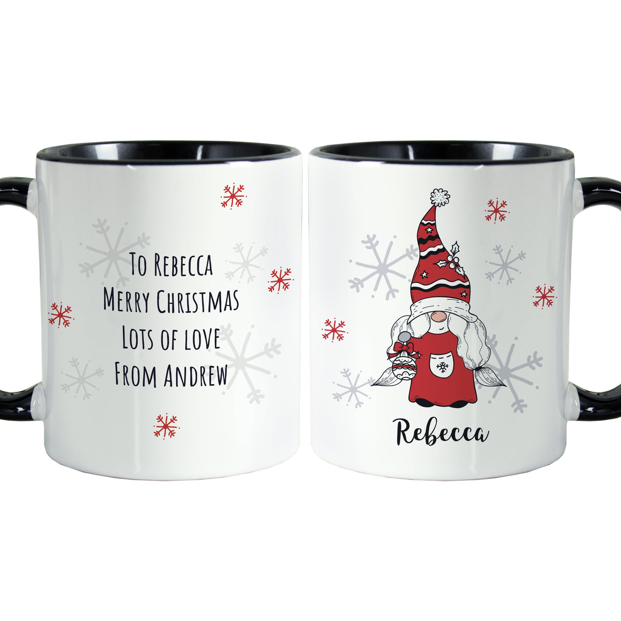 Personalised Gonk Family Black Handled Christmas Mugs - Shop Mugs At Gift Moments - 14