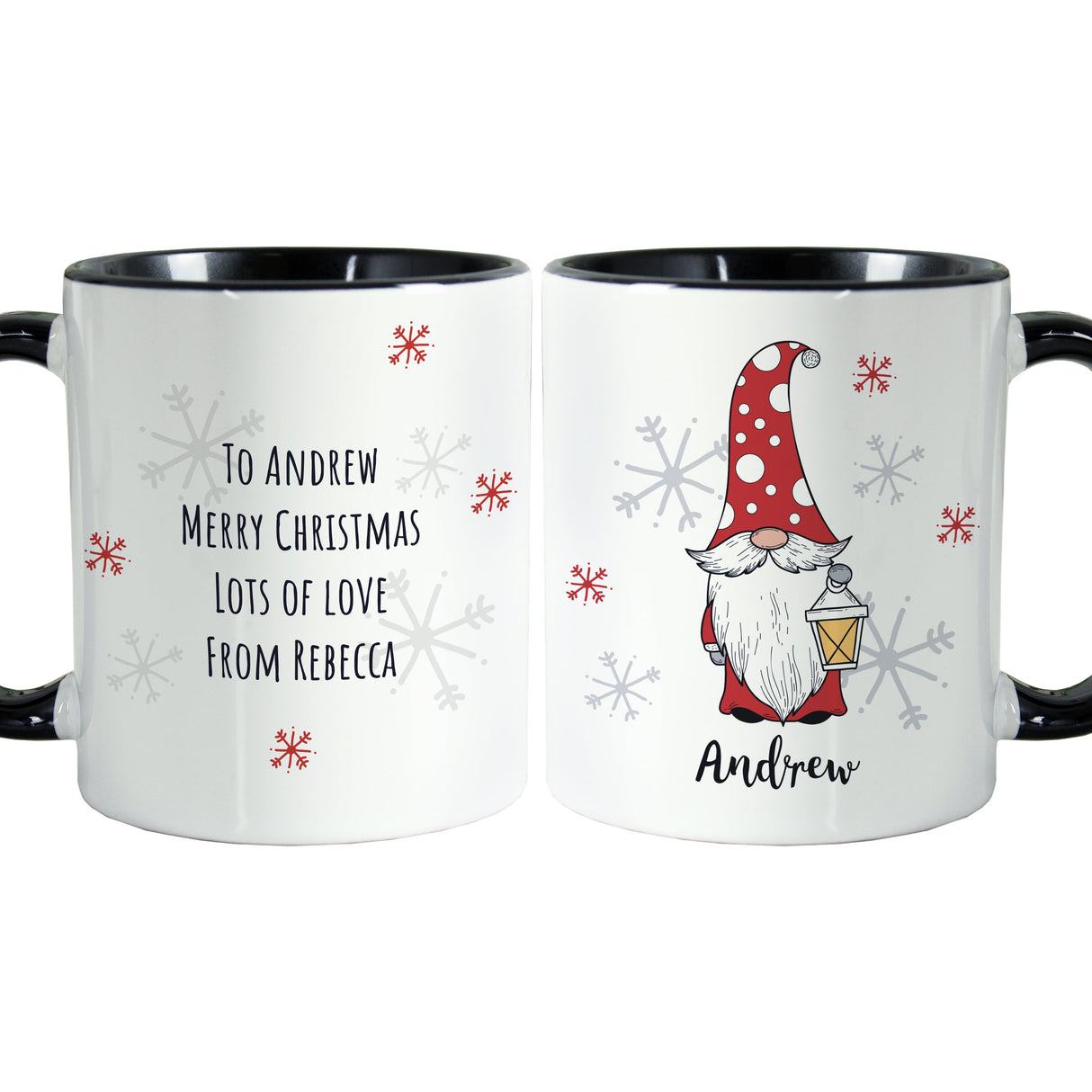 Personalised Gonk Family Black Handled Christmas Mugs - Shop Mugs At Gift Moments - 13