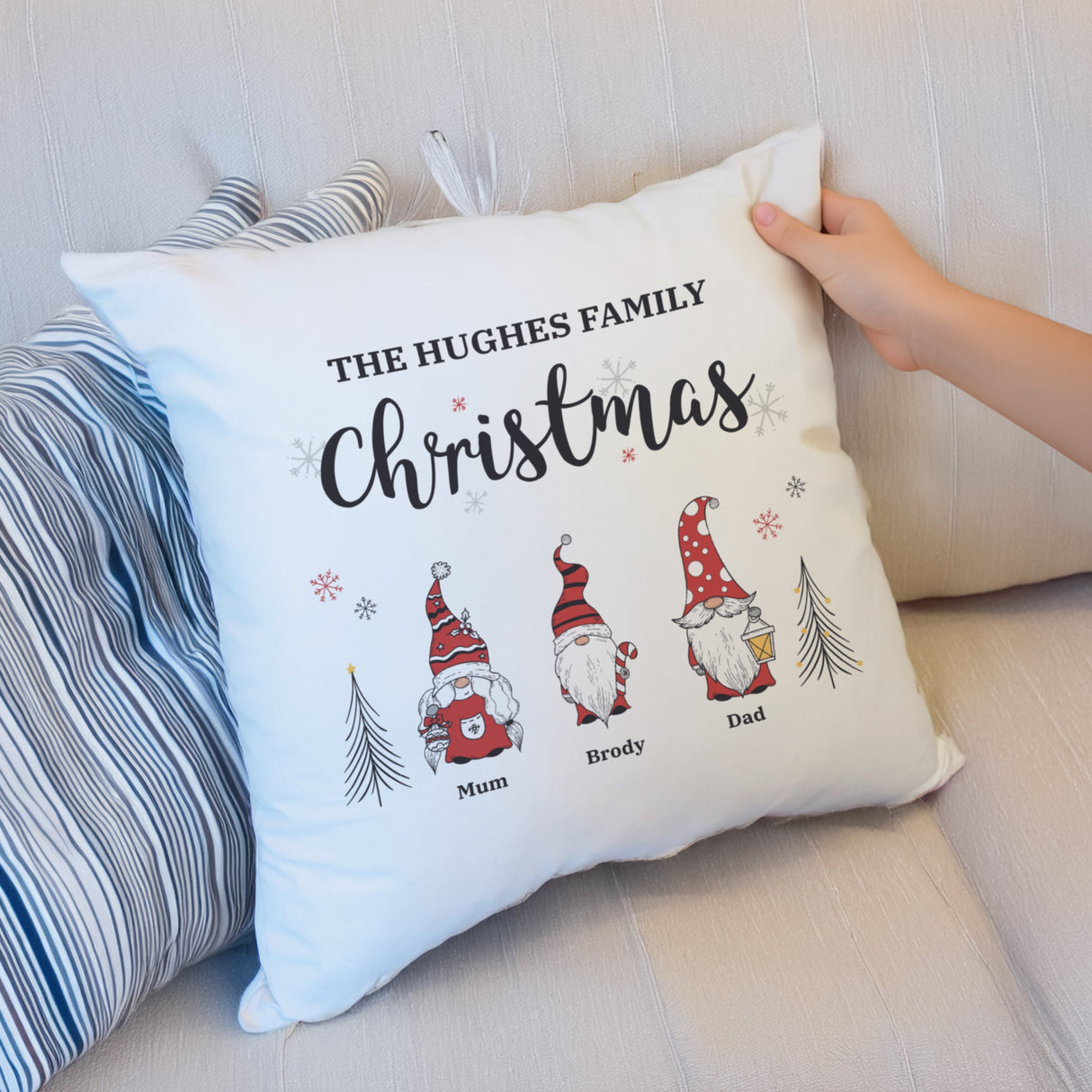 Personalised Gonk Family Christmas Cushion - Shop Cushions At Gift Moments - 1