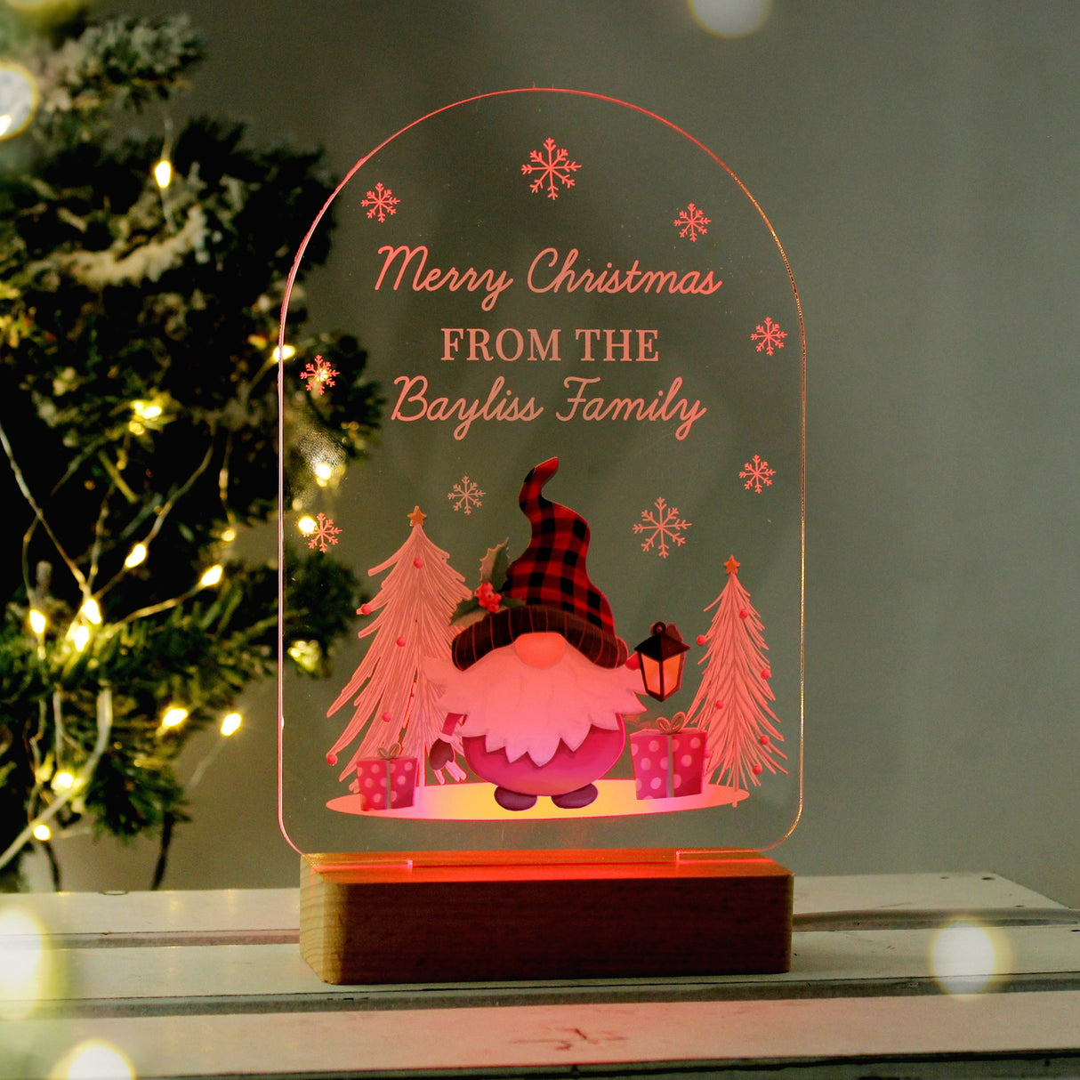 Personalised Gonk Wooden Based LED Christmas Light - Shop LED Lighting At Gift Moments - 8