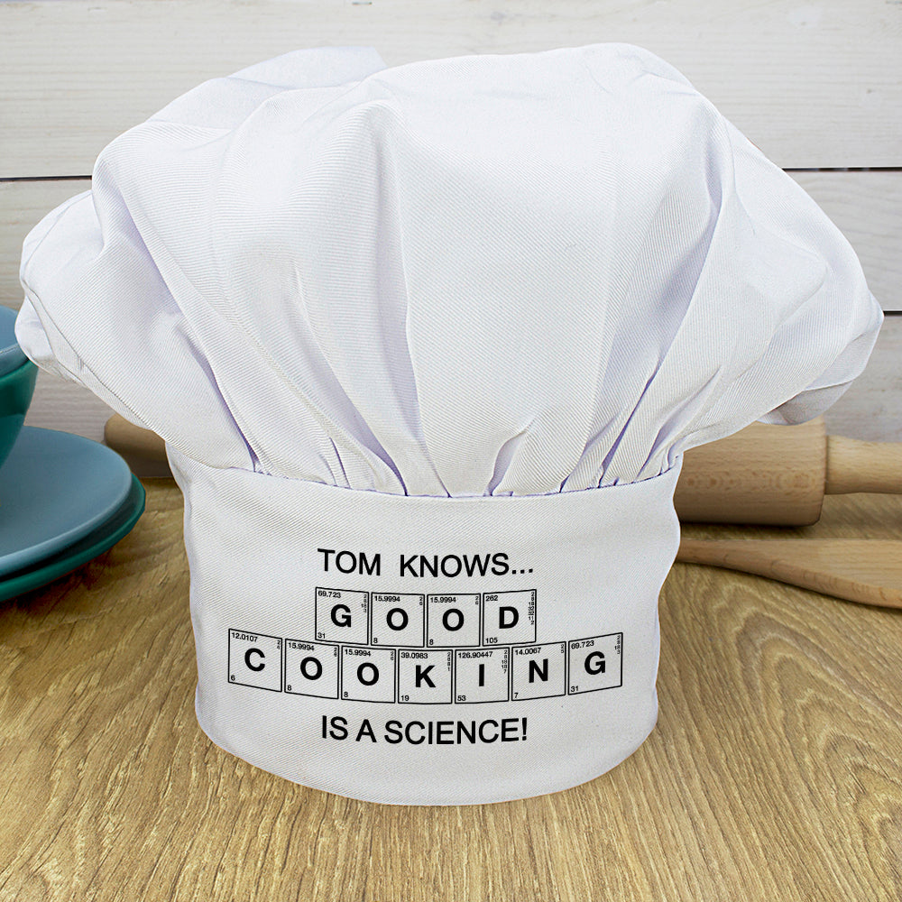 Personalised Good Cooking Is Science Chef Hat - Shop Chef Hats At Gift Moments - 1